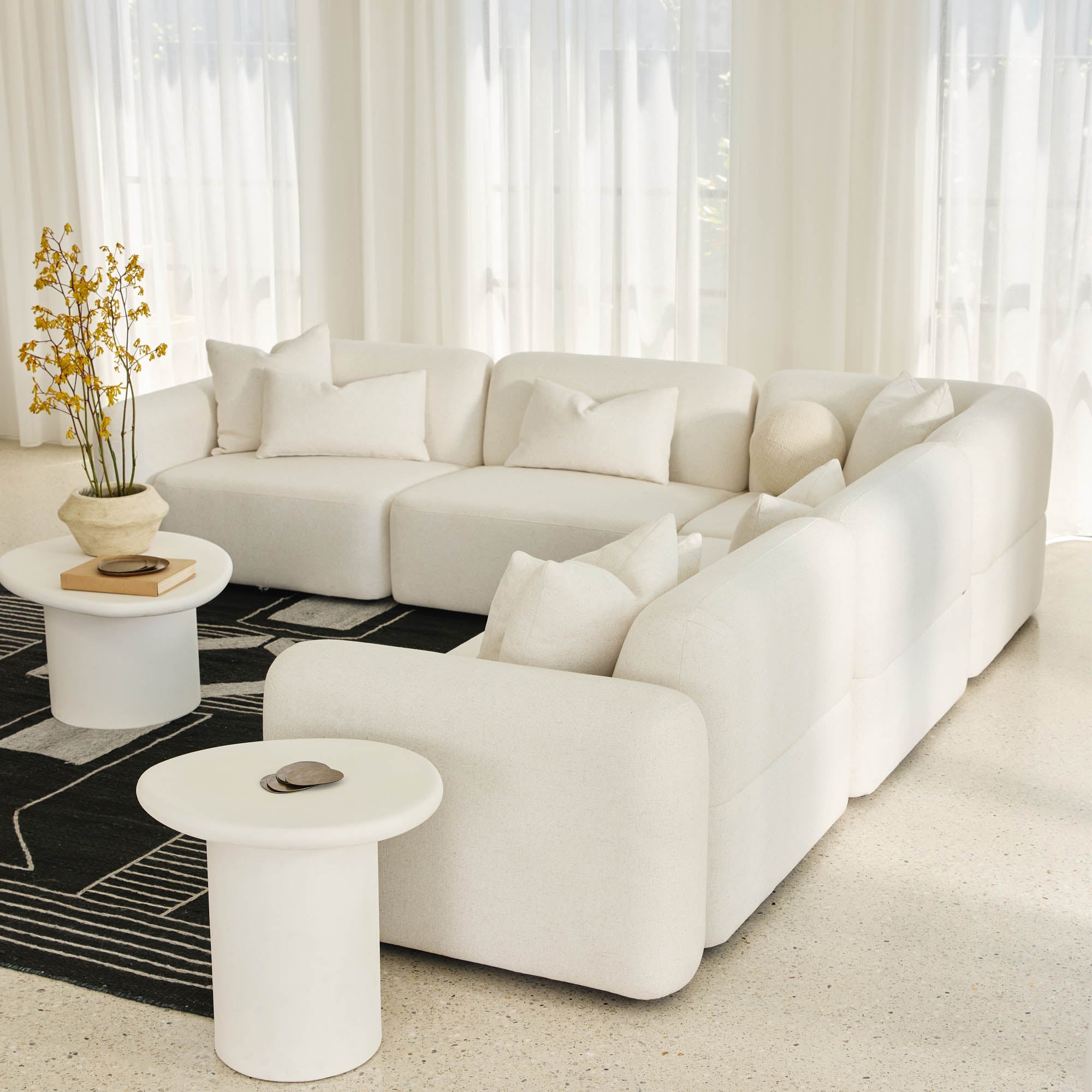 Pascal Modular Sofa Ivory White 5 Seat Corner