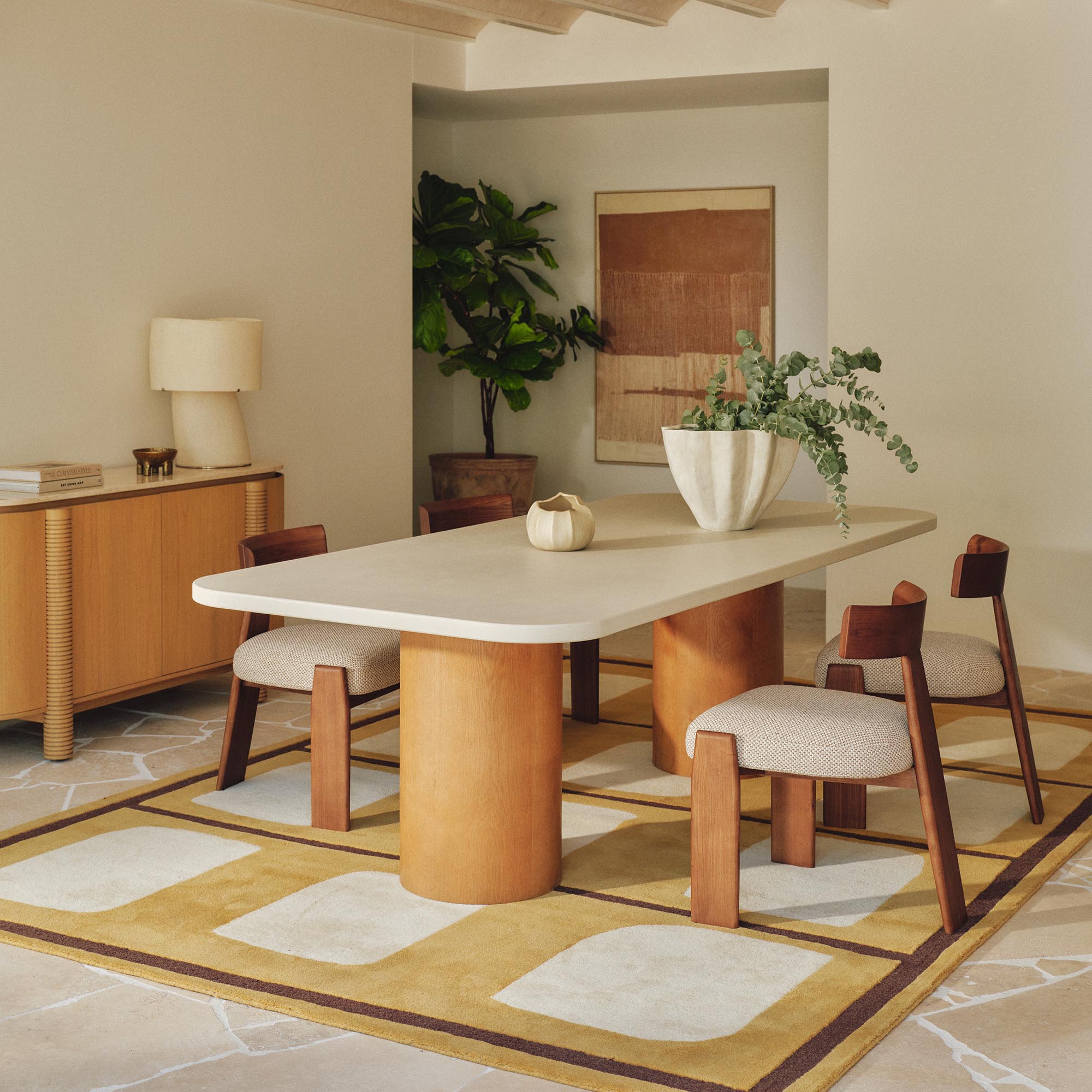 Esra Dining Chair Tusk Beige Walnut