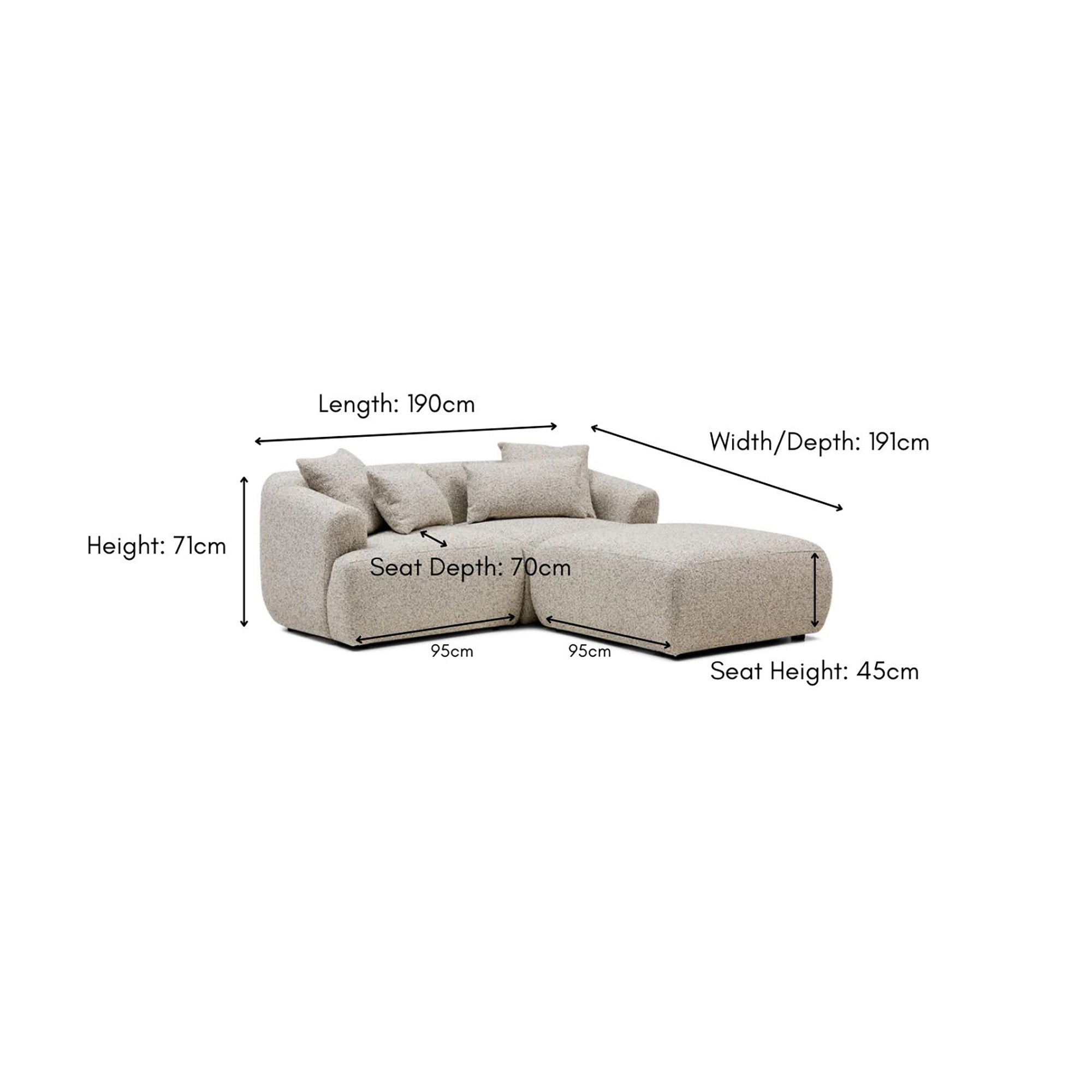 Harris Modular Sofa Moonstone 2 Seat with Ottoman