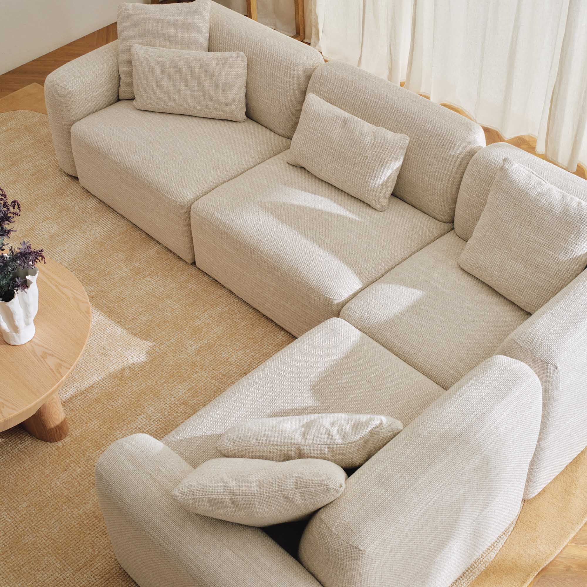 Paige Modular Sofa Oyster Weave 4 Seat Corner