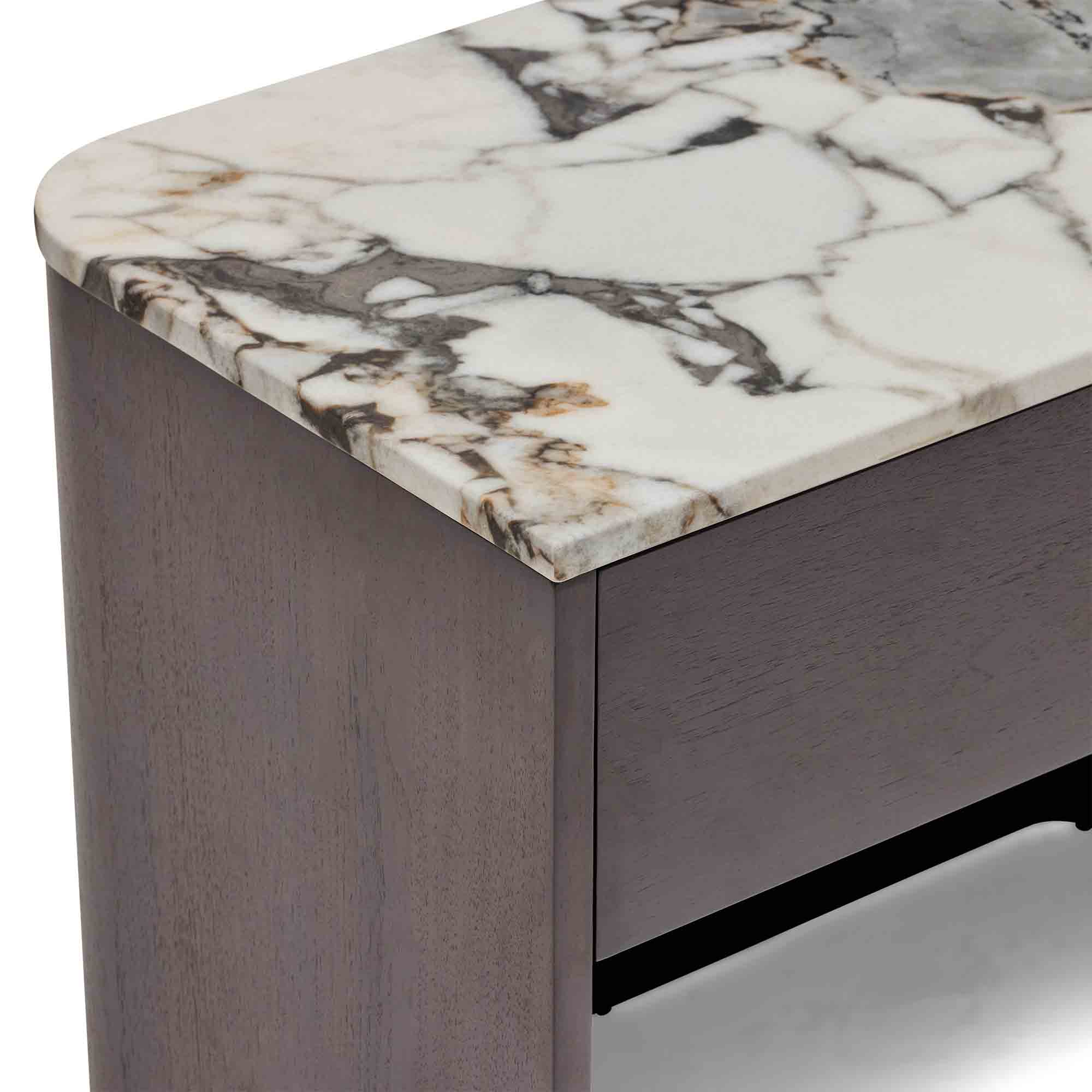 Lola Bedside Walnut Tempest Marble Grande