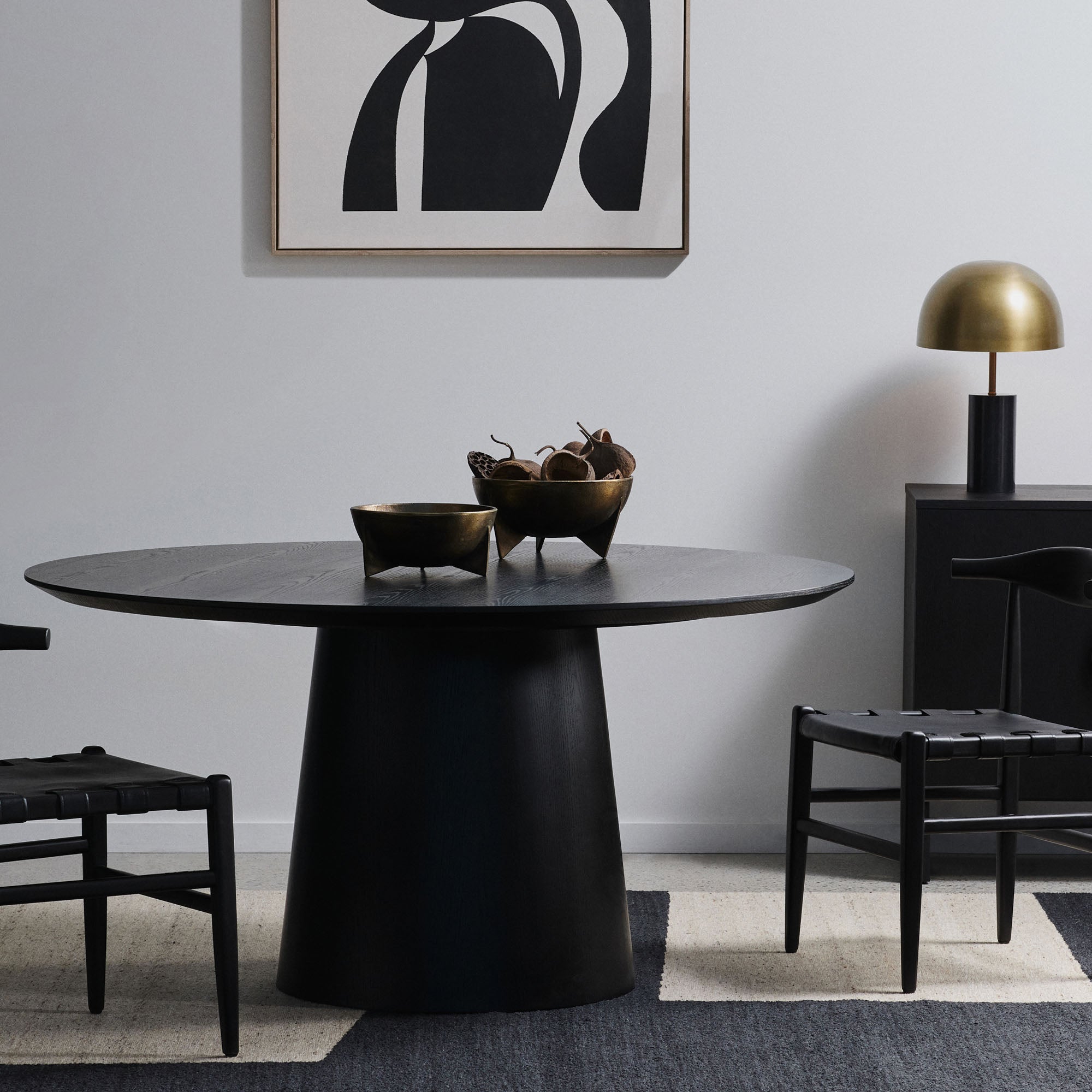 Pippa Round Dining Table Black Small