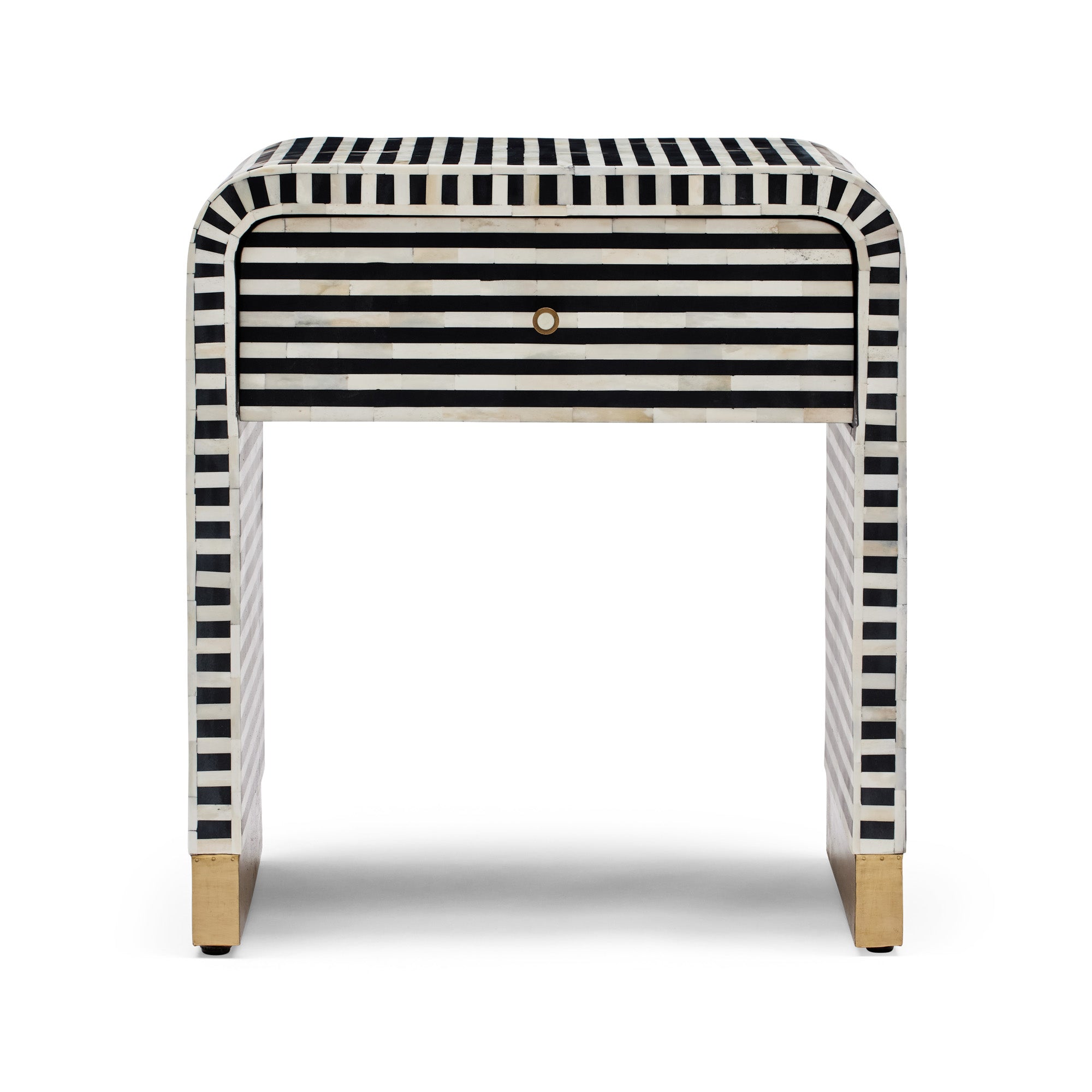 Amo Bone Inlay Bedside Black