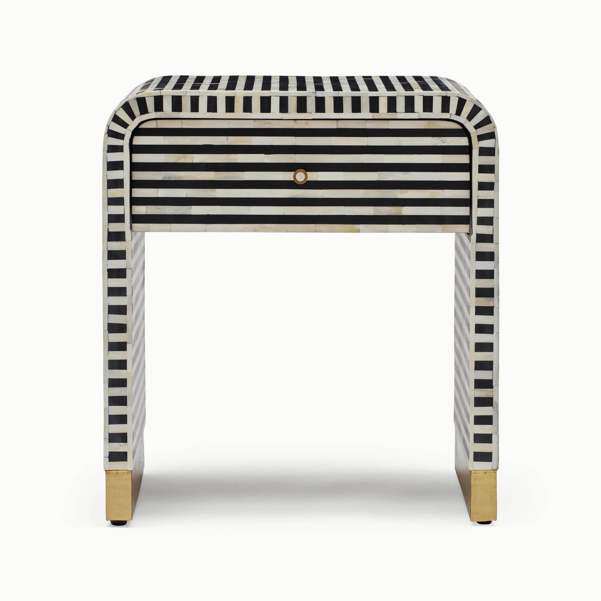 Amo Bone Inlay Bedside Black