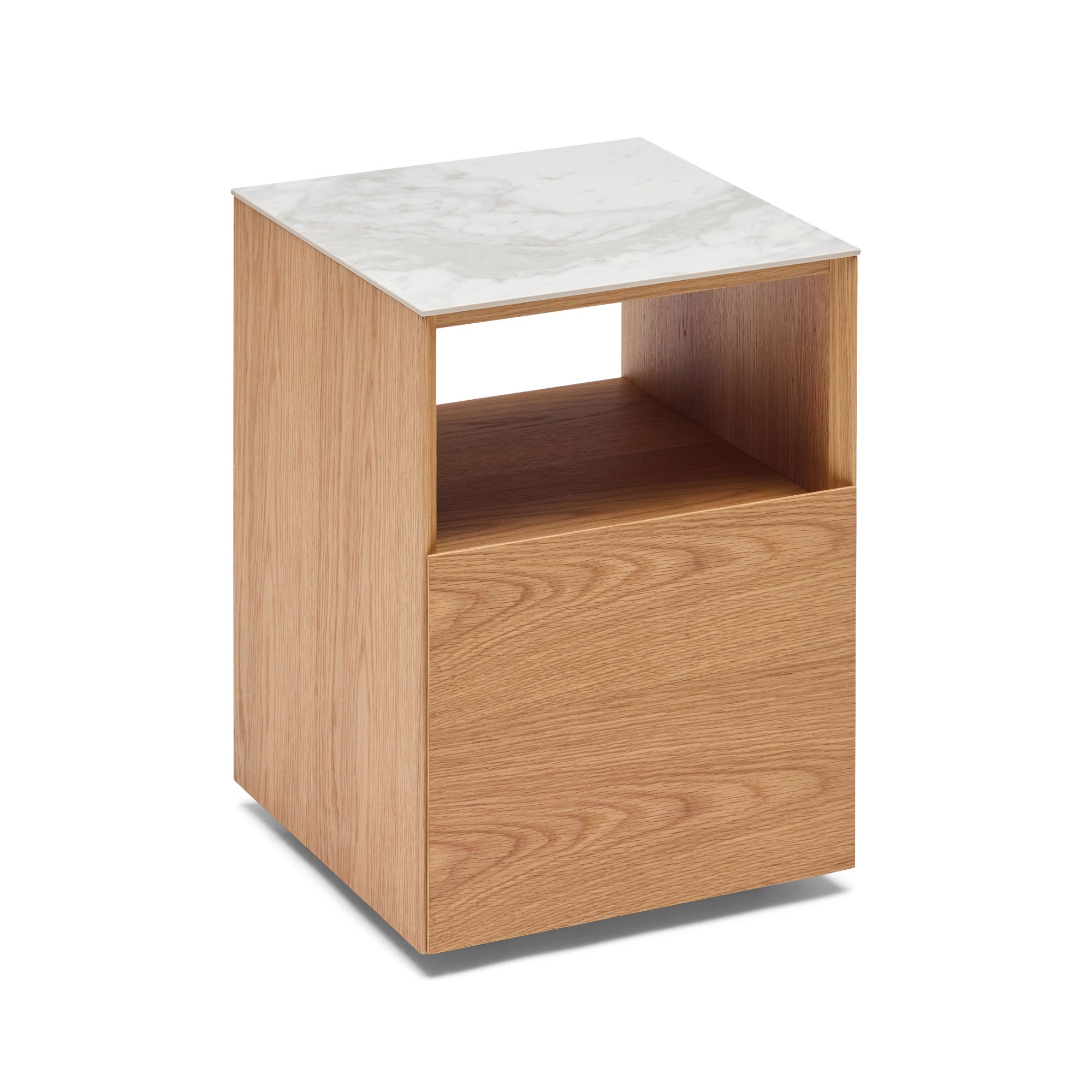 Tia Bedside Natural White Marble Ceramic