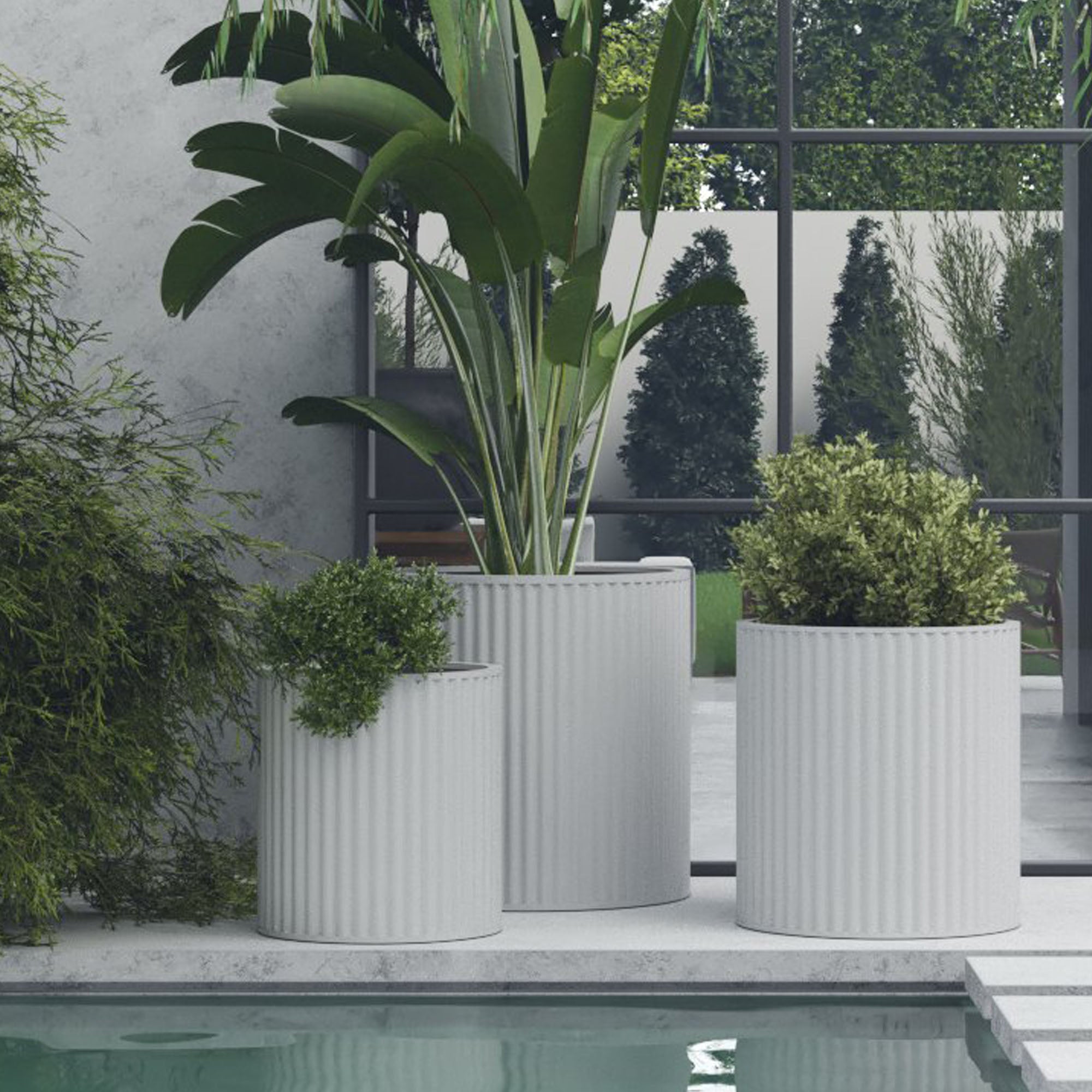 Cayman Planter Set Duo White