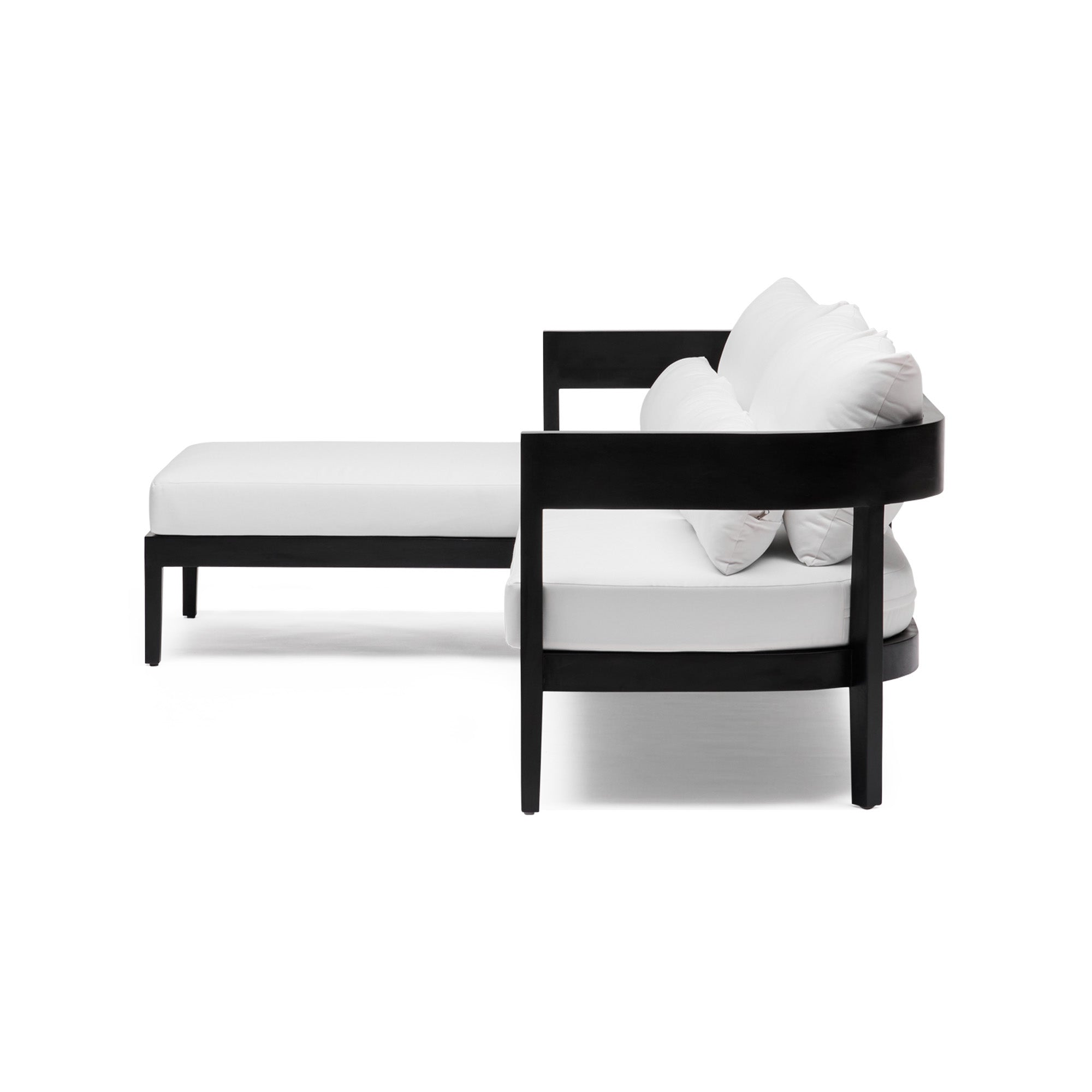 Avoca Outdoor Sofa Black & White Left Chaise