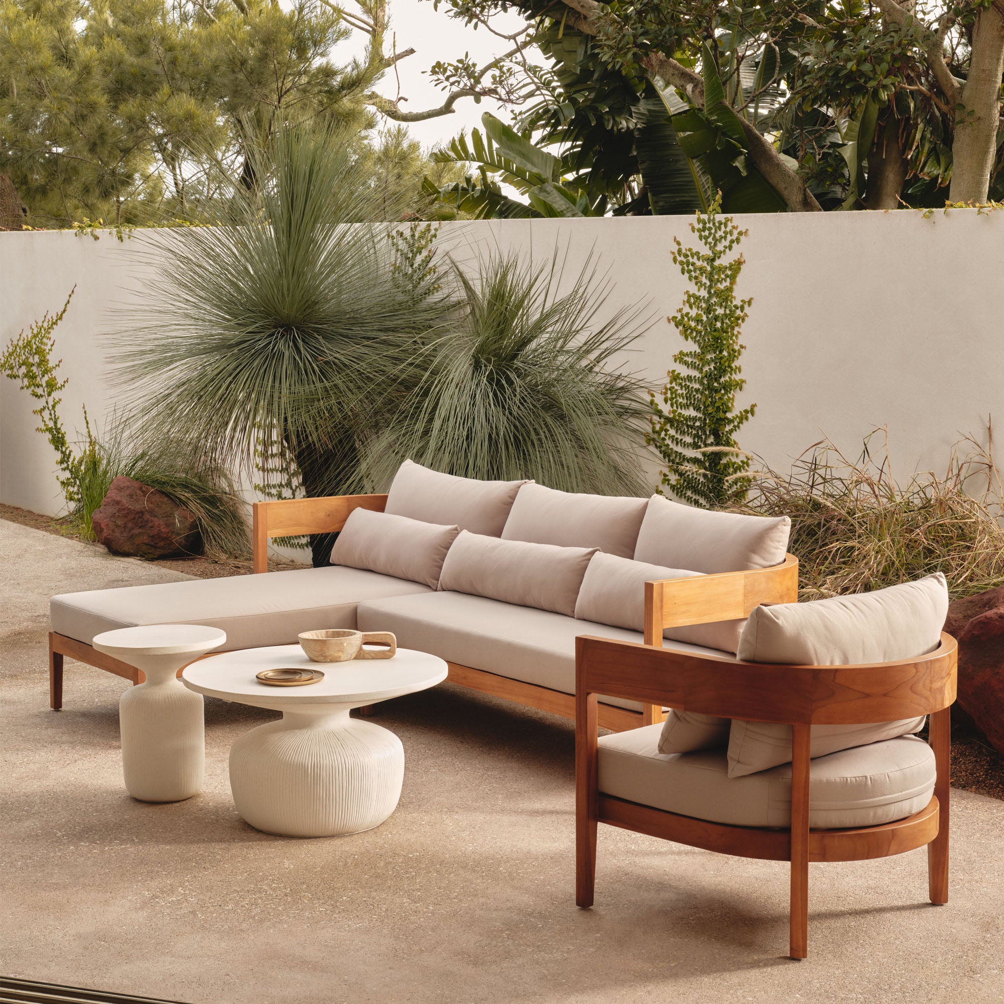 Avoca Outdoor Sofa Natural & Stone Left Chaise