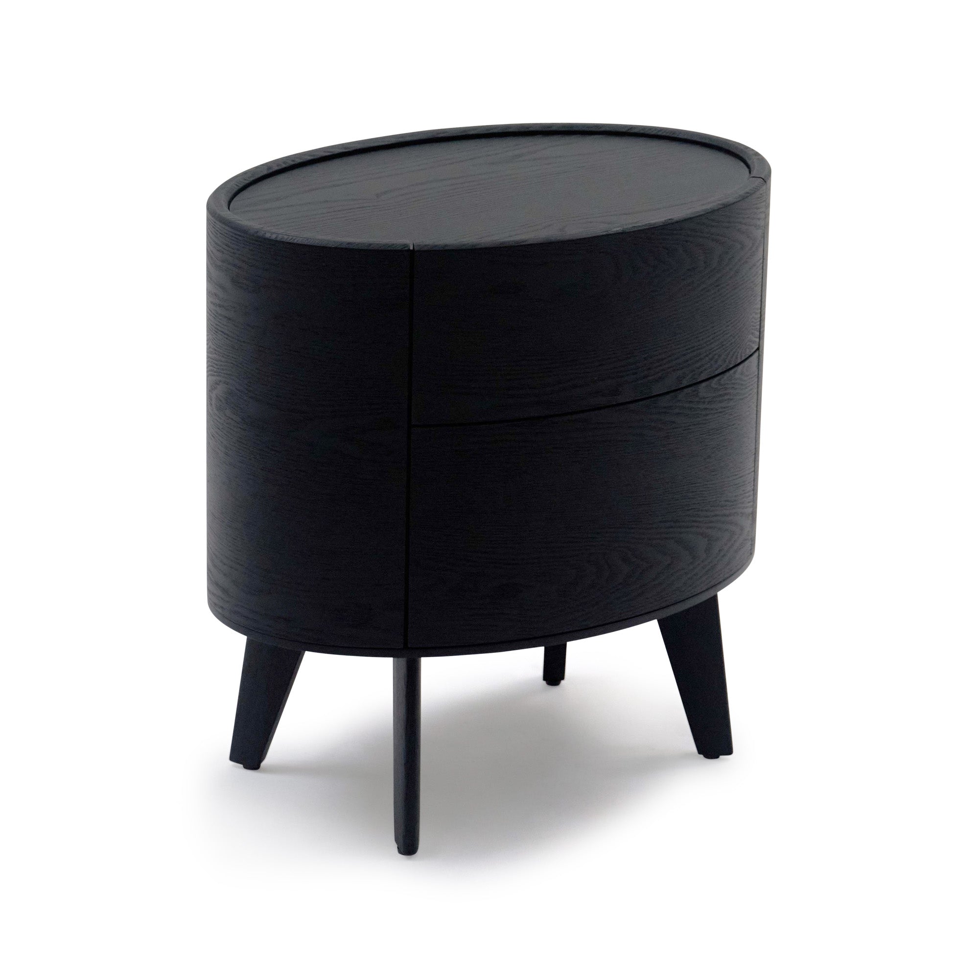 Set 2 Oval Bedsides Black