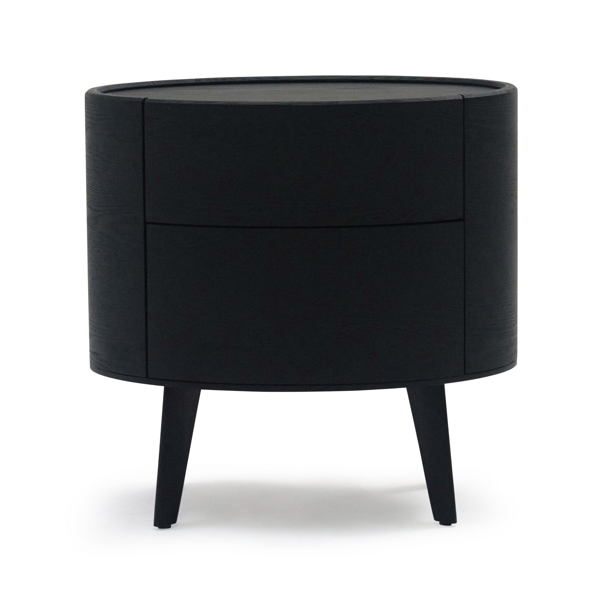 Set 2 Oval Bedsides Black
