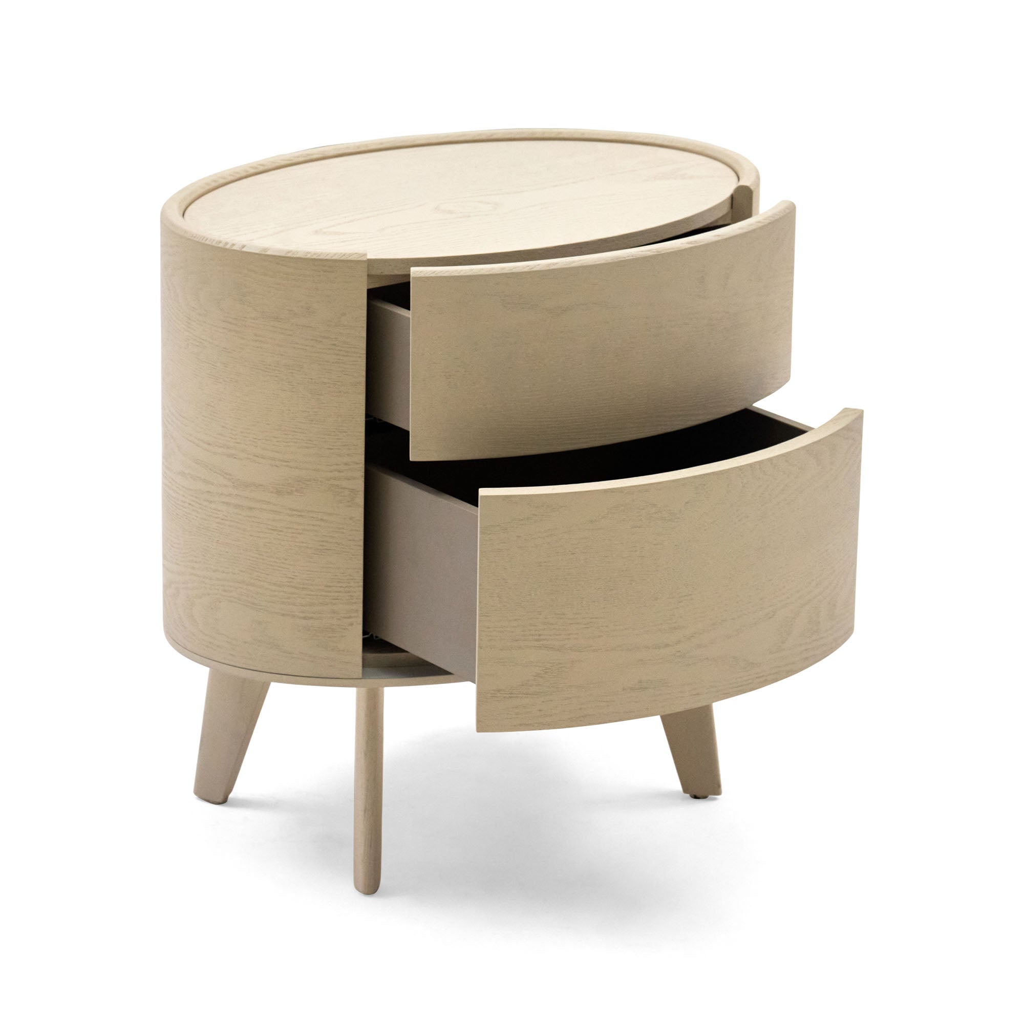 Set 2 Oval Bedsides White