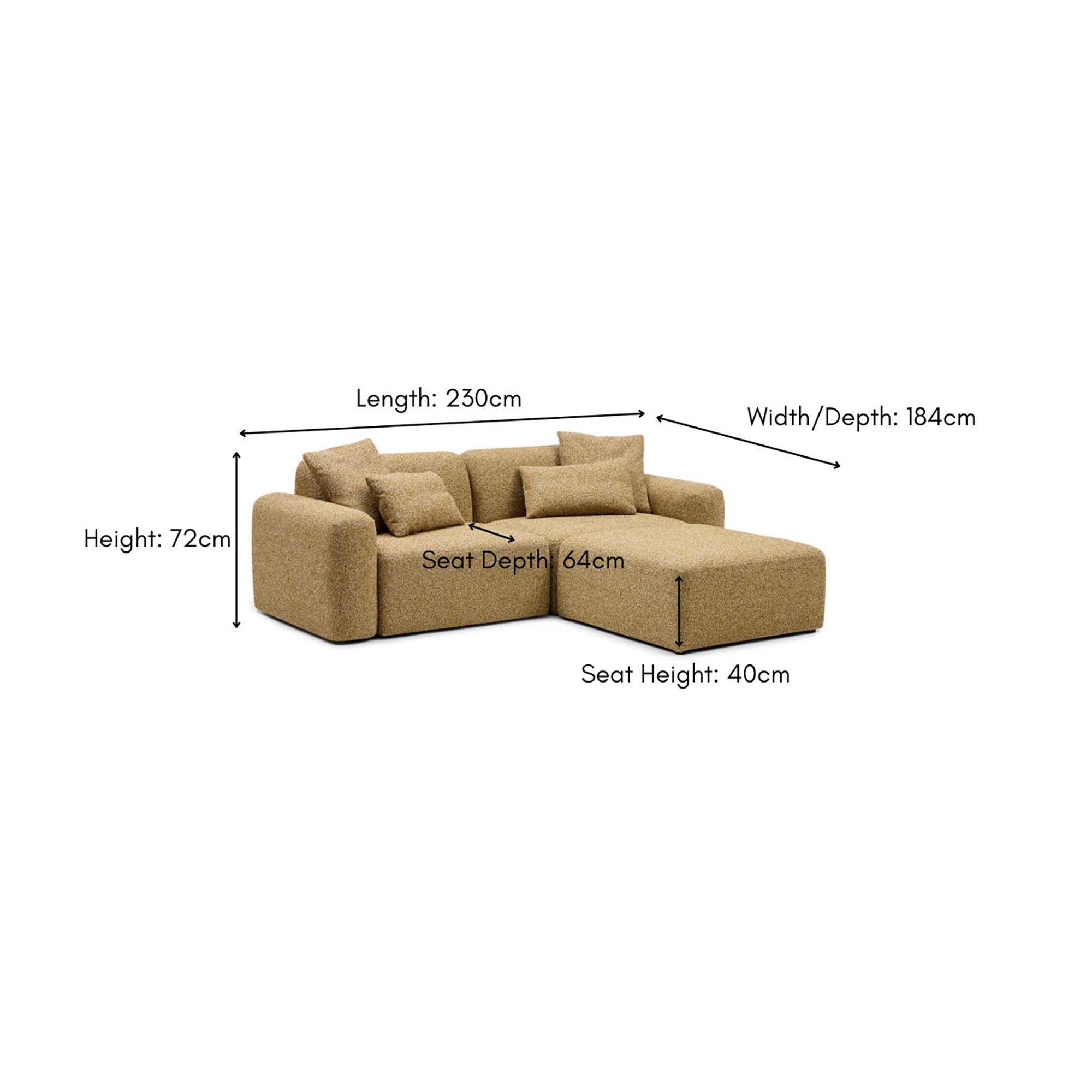 Paige Modular Sofa Dijon 2 Seat with Ottoman