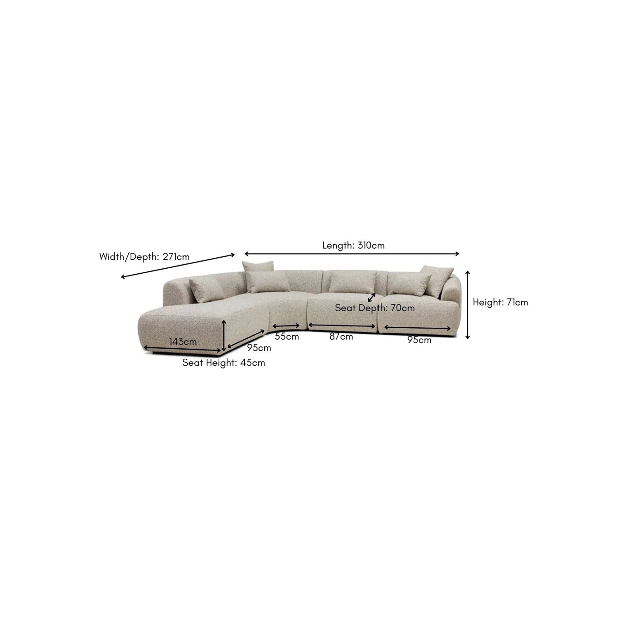 Harris Modular Sofa Moonstone 4 Seat Left Chaise
