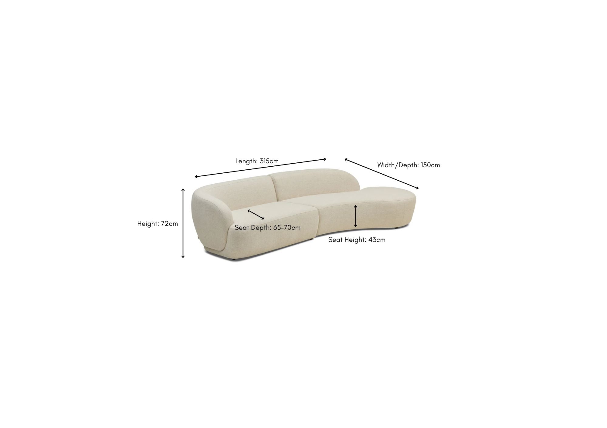 Lune Modular Sofa Right Fresco White