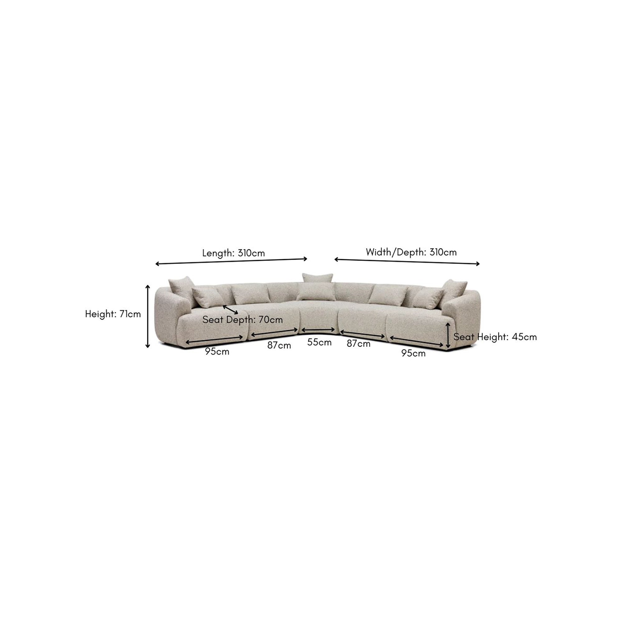 Harris Modular Sofa Moonstone 5 Seat Corner