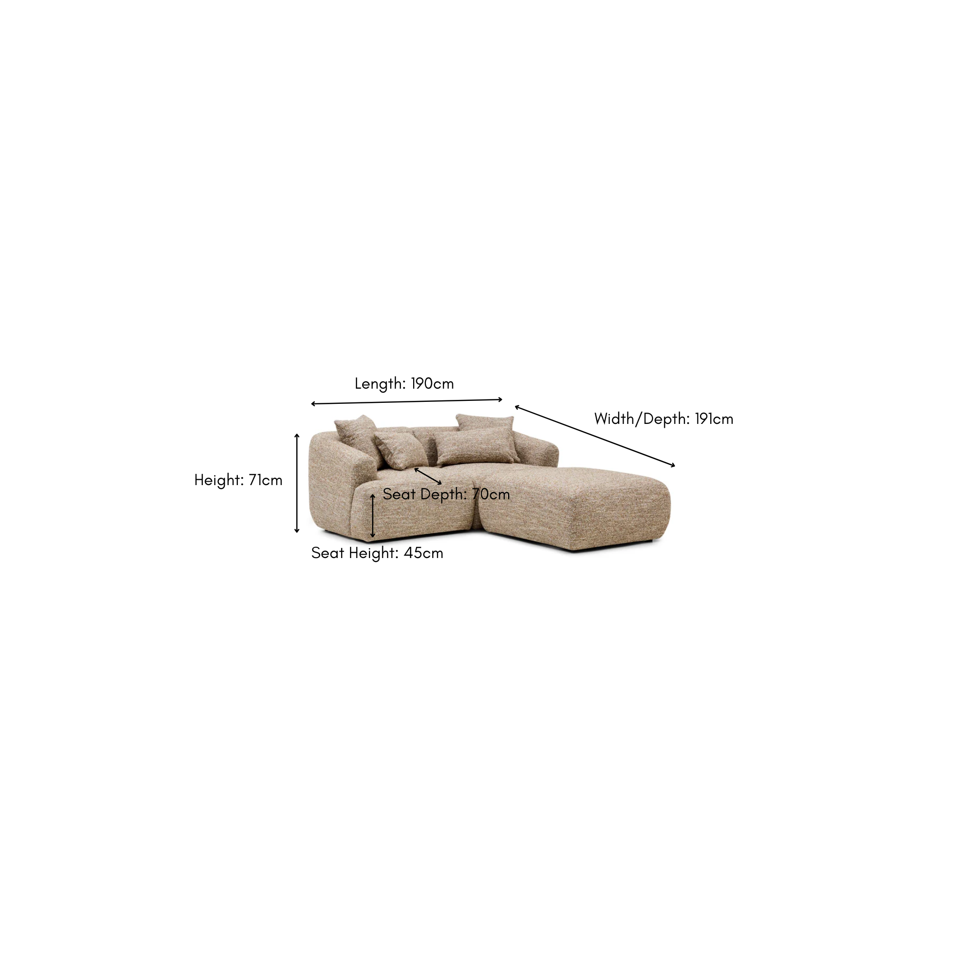 Harris Modular Sofa Desert 2 Seat with Ottoman