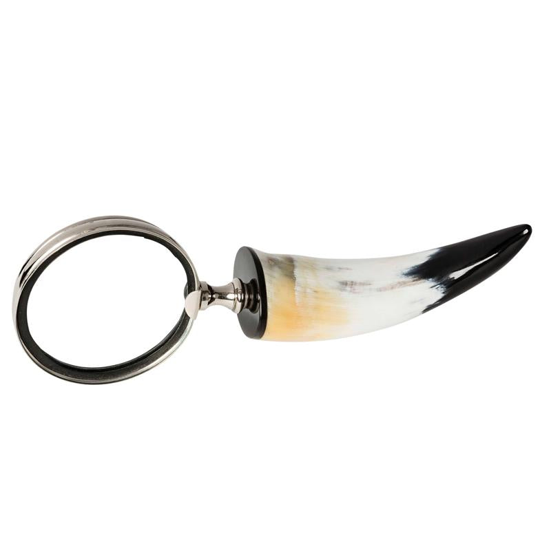 Avada Horn Magnifying Glass Natural Horn & Nickel / L 23 Ø 8 cm
